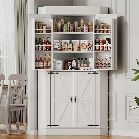 Kitchen Pantry Storage Cabinet, Buffet Cabinet with Wine Glass Holder