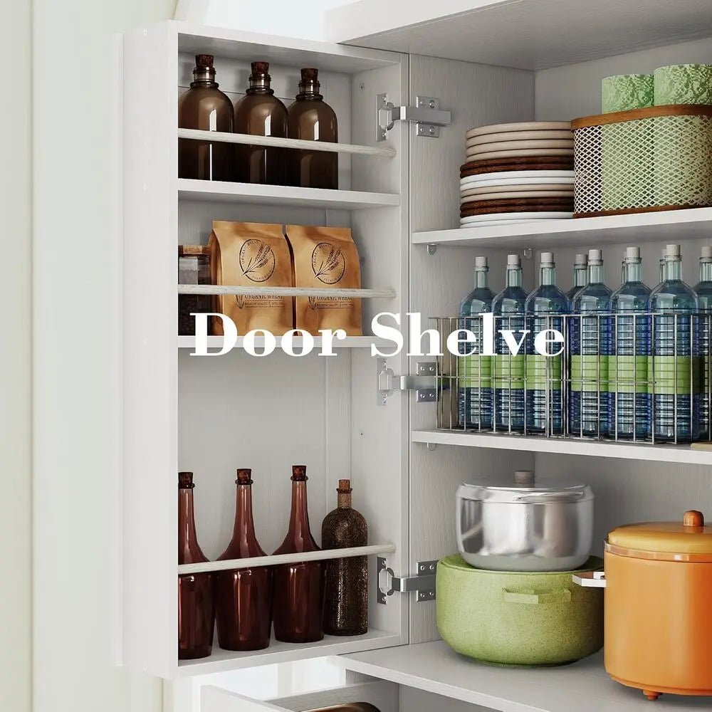 Kitchen Pantry Cabinet 72" Height,
Cupboard with Drawer, and 6 Hanging Shelves for Dining Room