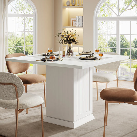 Tribesigns Square Dining Table with 2 Placemats,  Wood Small Dinner Kitchen Table for 4 People