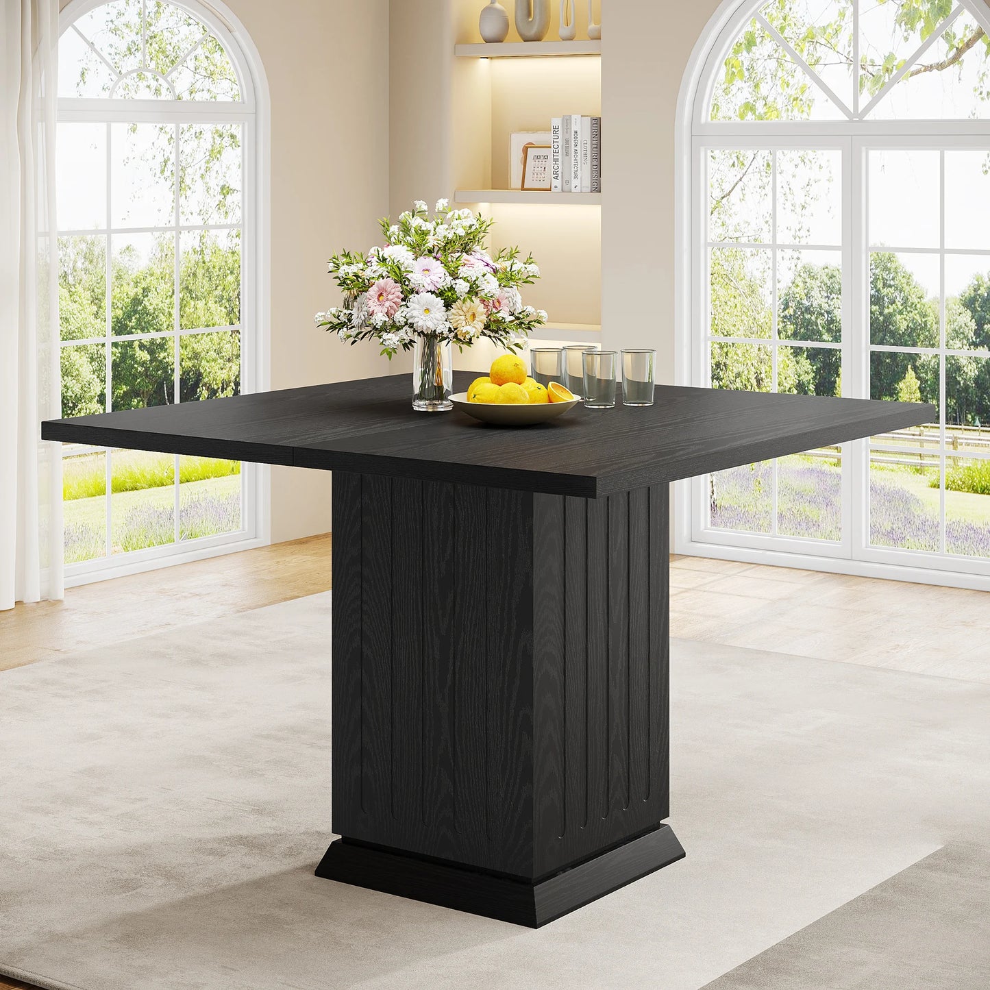 Tribesigns Square Dining Table with 2 Placemats,  Wood Small Dinner Kitchen Table for 4 People