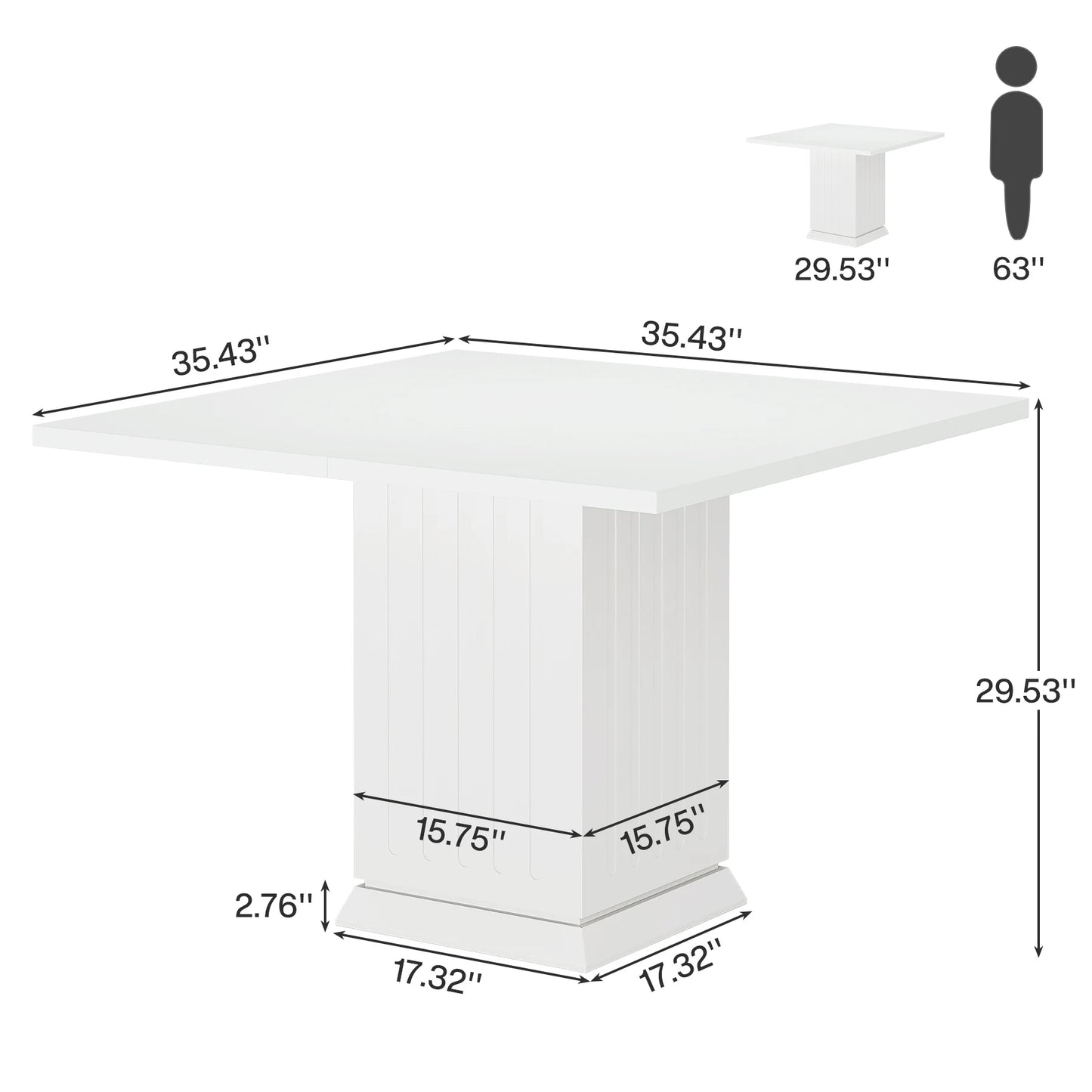 Tribesigns Square Dining Table with 2 Placemats,  Wood Small Dinner Kitchen Table for 4 People