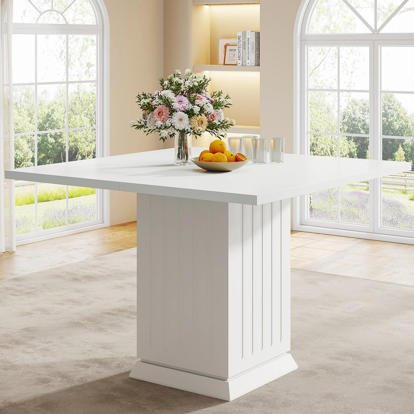 Tribesigns Square Dining Table with 2 Placemats,  Wood Small Dinner Kitchen Table for 4 People