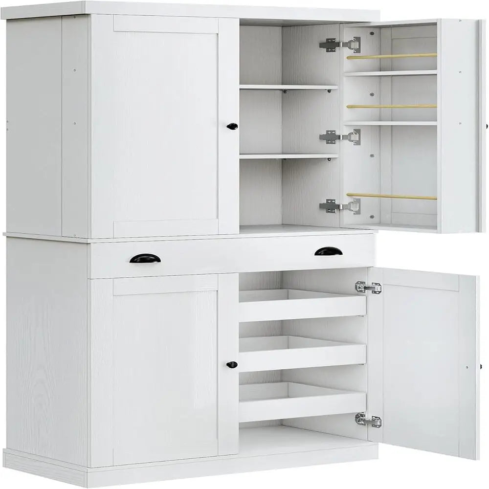 Kitchen Pantry Cabinet 72" Height,
Cupboard with Drawer, and 6 Hanging Shelves for Dining Room