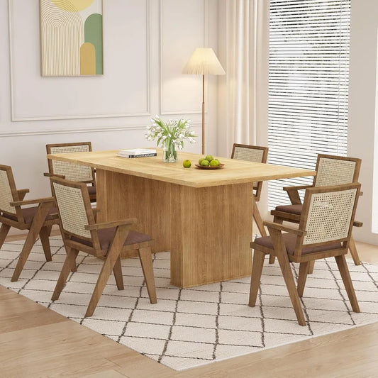 78 Inch Rectangular Dining Table for 6 to 10, Farmhouse Wood Long Dining Table for Kitchen