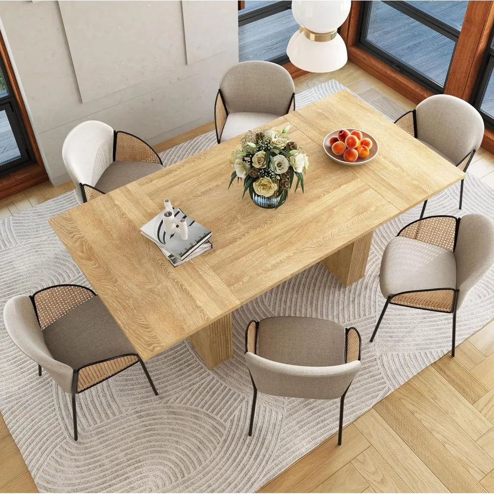 78 Inch Rectangular Dining Table for 6 to 10, Farmhouse Wood Long Dining Table for Kitchen