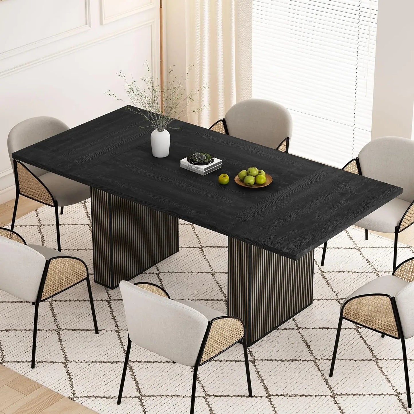 78 Inch Rectangular Dining Table for 6 to 10, Farmhouse Wood Long Dining Table for Kitchen