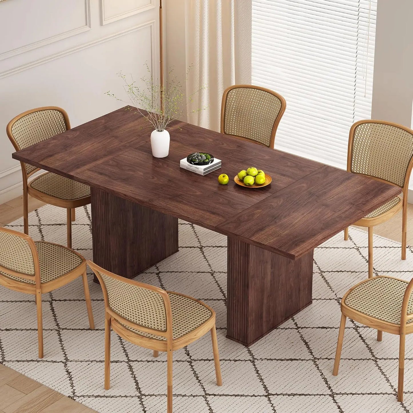 78 Inch Rectangular Dining Table for 6 to 10, Farmhouse Wood Long Dining Table for Kitchen